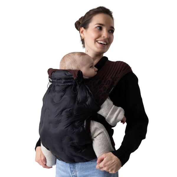 Forra de Inverno Flybaby para marsúpio porta-bebés, com isolamento térmico Primaloft®, proteção contra o frio e abertura para aquecer as mãos BLACK