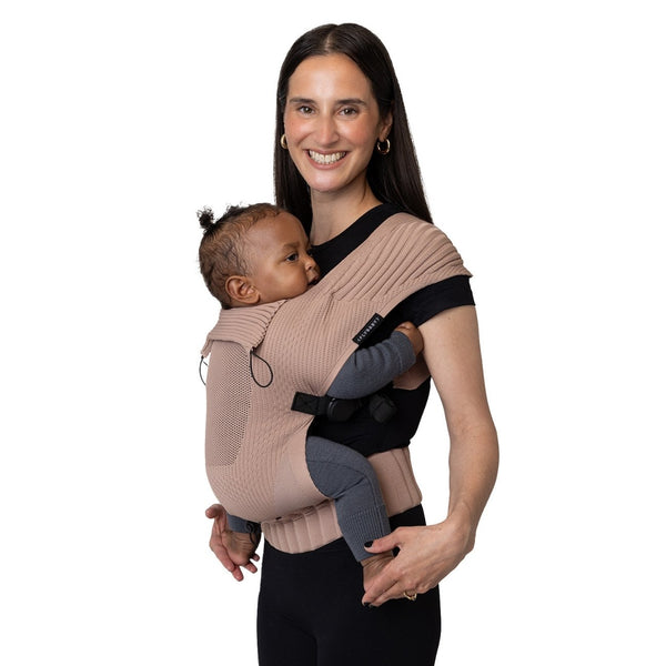 Marsúpio Flybaby ergonómico em tecido 3D Knit respirável, ultraleve, ajustável e adequado desde o nascimento até aos 15 kg cor cinnamon