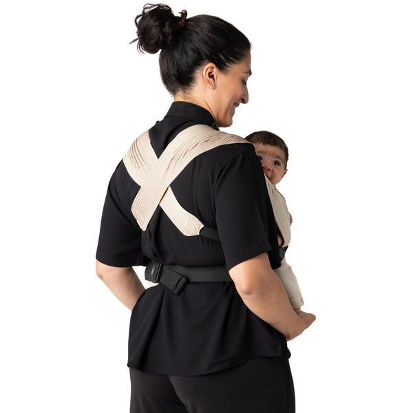 Marsúpio Flybaby ergonómico em tecido 3D Knit respirável, ultraleve, ajustável e adequado desde o nascimento até aos 15 kg cor creme