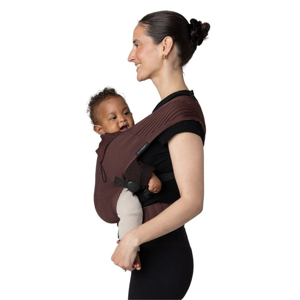 Marsúpio Flybaby ergonómico em tecido 3D Knit respirável, ultraleve, ajustável e adequado desde o nascimento até aos 15 kg cor moka