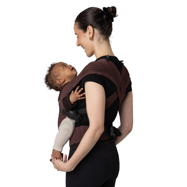 Marsúpio Flybaby ergonómico em tecido 3D Knit respirável, ultraleve, ajustável e adequado desde o nascimento até aos 15 kg cor moka