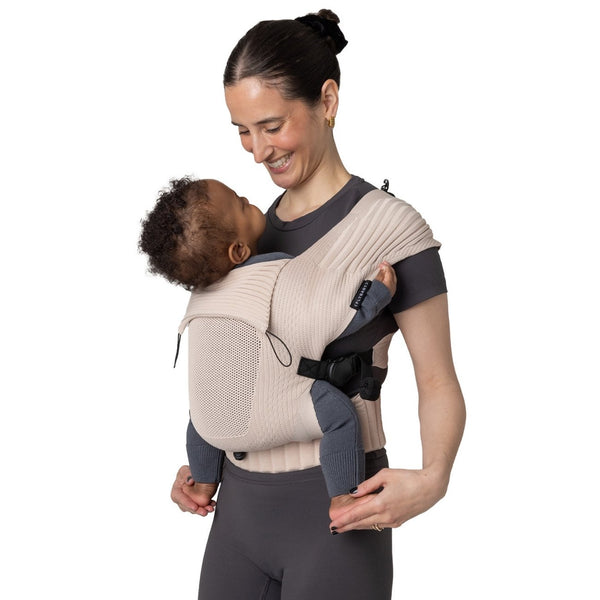 Marsúpio Flybaby ergonómico em tecido 3D Knit respirável, ultraleve, ajustável e adequado desde o nascimento até aos 15 kg cor nude