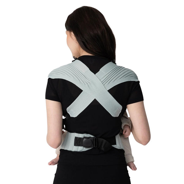 Marsúpio Flybaby ergonómico em tecido 3D Knit respirável, ultraleve, ajustável e adequado desde o nascimento até aos 15 kg cor sage