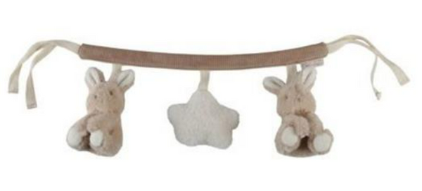 Grinalda para bebé para colocar na cadeirinha, com formato leve e compacto para acompanhar os passeios e entreter o bebé. Baby Bunny