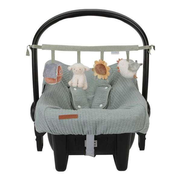 Grinalda para bebé para colocar na cadeirinha, com formato leve e compacto para acompanhar os passeios e entreter o bebé. Little Farm