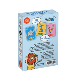 Vamos Jogar à Mímica The Happy Gang com 50 cartas ilustradas, jogo infantil de imitação e expressão corporal para crianças a partir dos 3 anos.