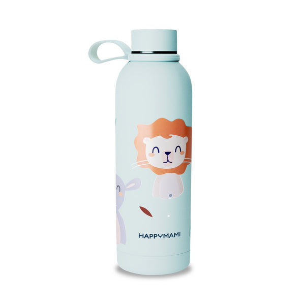 Garrafa térmica 500 ml em aço inoxidável com parede dupla térmica e pega ergonómica, ideal para transportar água, leite ou outras bebidas mantendo a temperatura por mais tempo menta
