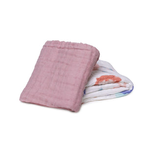 Pack de 2 fraldas de algodão 100% 60x60 cm para bebé, suaves, absorventes e respiráveis, ideais para alimentação, higiene e utilização diária rosa