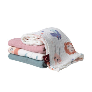 Pack de 4 fraldas de algodão 100% 60x60 cm para bebé, suaves, absorventes e respiráveis, ideais para alimentação, higiene e utilização diária 