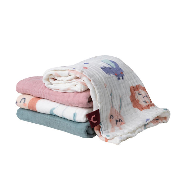 Pack de 4 fraldas de algodão 100% 60x60 cm para bebé, suaves, absorventes e respiráveis, ideais para alimentação, higiene e utilização diária 
