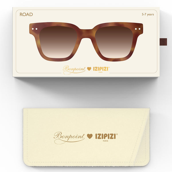 Óculos de sol para criança da izipizi modelo #Road Boinpoint na cor glossy havane