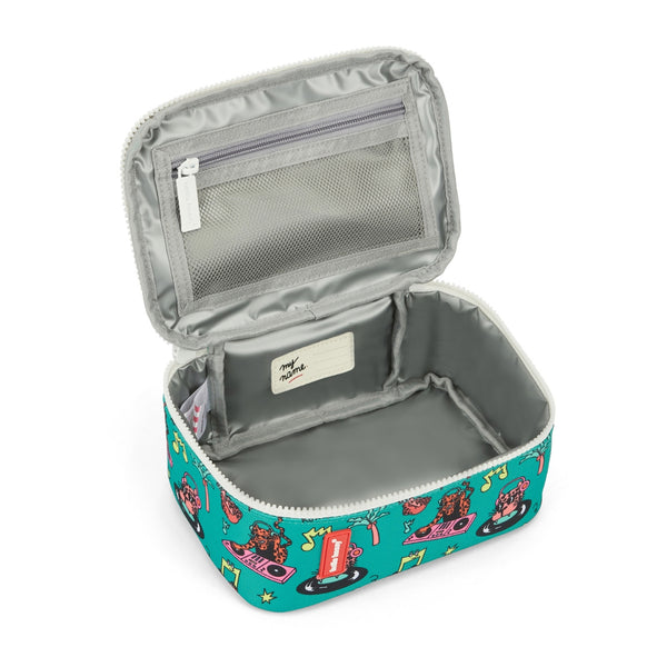 Lancheira Grande Hello Hossy com interior isotérmico, tecido impermeável, bolso interior e exterior, pega de transporte e capacidade de 3 litros em poliéster reciclado. Disco Roar
