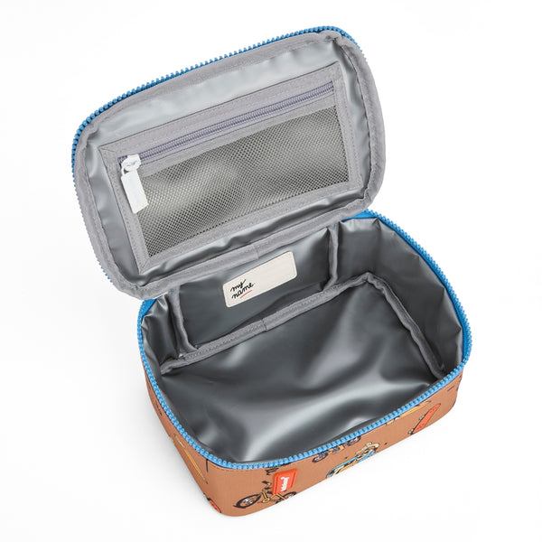 Lancheira Grande Hello Hossy com interior isotérmico, tecido impermeável, bolso interior e exterior, pega de transporte e capacidade de 3 litros em poliéster reciclado. Mascots Ride