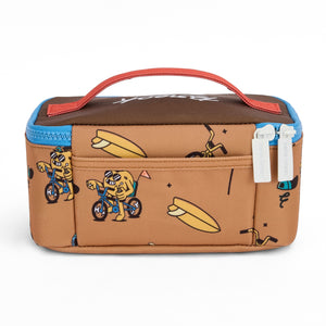 Lancheira Grande Hello Hossy com interior isotérmico, tecido impermeável, bolso interior e exterior, pega de transporte e capacidade de 3 litros em poliéster reciclado. Mascots Ride