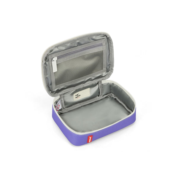 Lancheira Pequena Hello Hossy com interior isotérmico, tecido impermeável, pega de transporte, capacidade de 1,7 litros e fabrico em poliéster reciclado, ideal para creche e escola. Lavendy