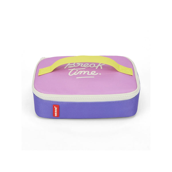 Lancheira Pequena Hello Hossy com interior isotérmico, tecido impermeável, pega de transporte, capacidade de 1,7 litros e fabrico em poliéster reciclado, ideal para creche e escola. Lavendy