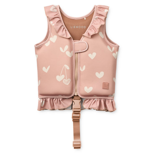 Colete de natação infantil com folhos em neoprene de secagem rápida, com fecho frontal e fita de segurança entre as pernas para aprendizagem da natação Pale Tuscany