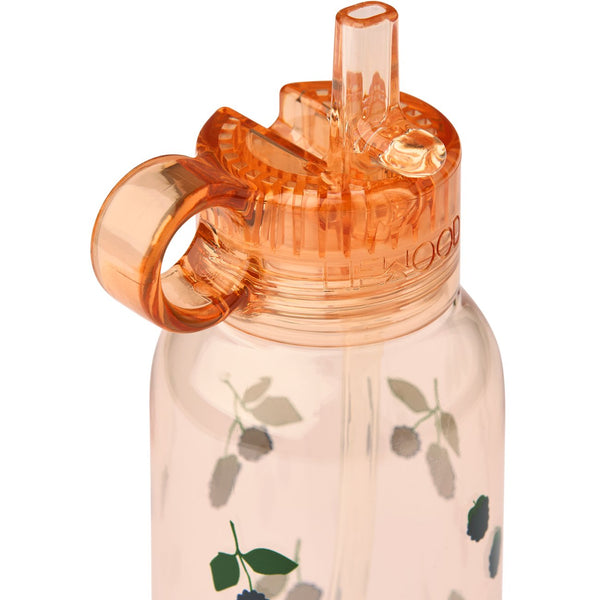 Garrafa de Tritan YANG 500 ml com tampa de bocal pop-up e pega integrada, ideal para manter as crianças hidratadas na escola e durante os passeios. Berry