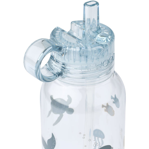 Garrafa de Tritan YANG 500 ml com tampa de bocal pop-up e pega integrada, ideal para manter as crianças hidratadas na escola e durante os passeios. Sea
