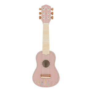 Guitarra infantil em madeira Safari Friends com seis cordas ajustáveis, ideal para estimular a criatividade, coordenação motora e iniciação musical das crianças.