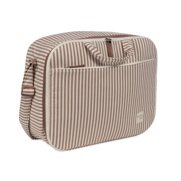 Mala grande de maternidade da Walking Mum modelo praline strips cor moka - vermelho