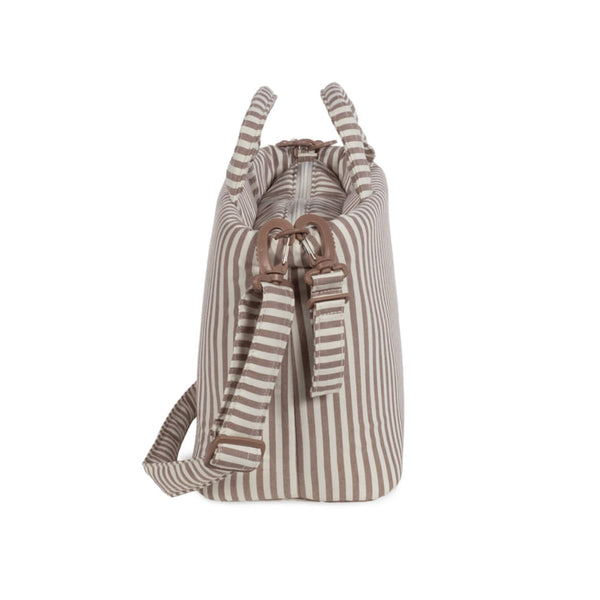 Mala de maternidade da Walking Mum modelo praline strips na cor moka - vermelho