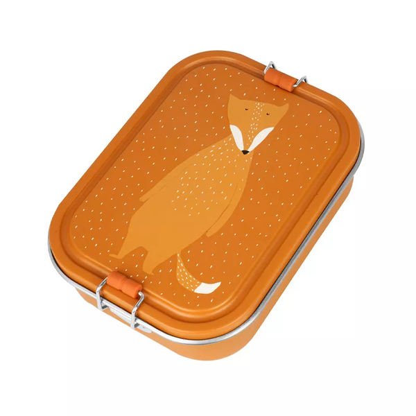 Marmita Metálica Grande infantil em aço inoxidável com fechos de silicone, resistente e fácil de abrir pelas crianças. Mr Fox