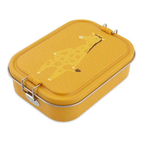 Marmita Metálica Grande infantil em aço inoxidável com fechos de silicone, resistente e fácil de abrir pelas crianças. Mr Giraffe