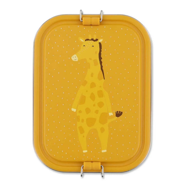 Marmita Metálica Grande infantil em aço inoxidável com fechos de silicone, resistente e fácil de abrir pelas crianças. Mr Giraffe