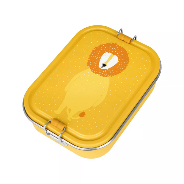 Marmita Metálica Grande infantil em aço inoxidável com fechos de silicone, resistente e fácil de abrir pelas crianças. Mr Lion