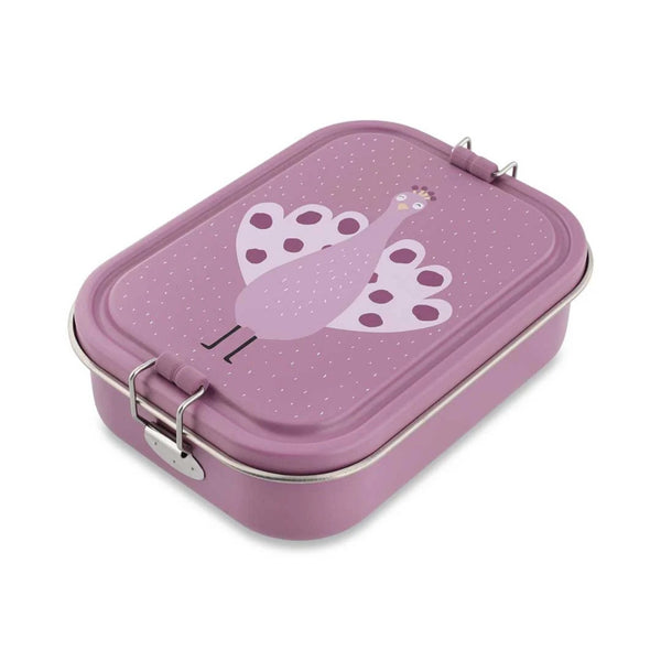 Marmita Metálica Grande infantil em aço inoxidável com fechos de silicone, resistente e fácil de abrir pelas crianças. Mr Peacock
