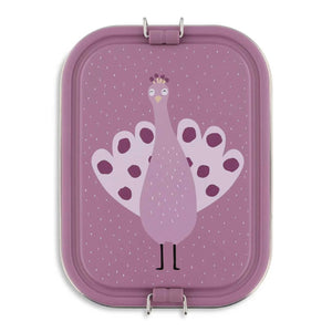 Marmita Metálica Grande infantil em aço inoxidável com fechos de silicone, resistente e fácil de abrir pelas crianças. Mr Peacock