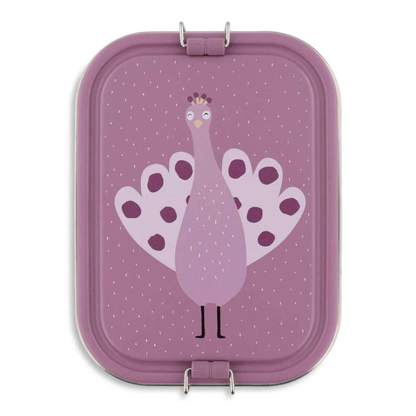 Marmita Metálica Grande infantil em aço inoxidável com fechos de silicone, resistente e fácil de abrir pelas crianças. Mr Peacock