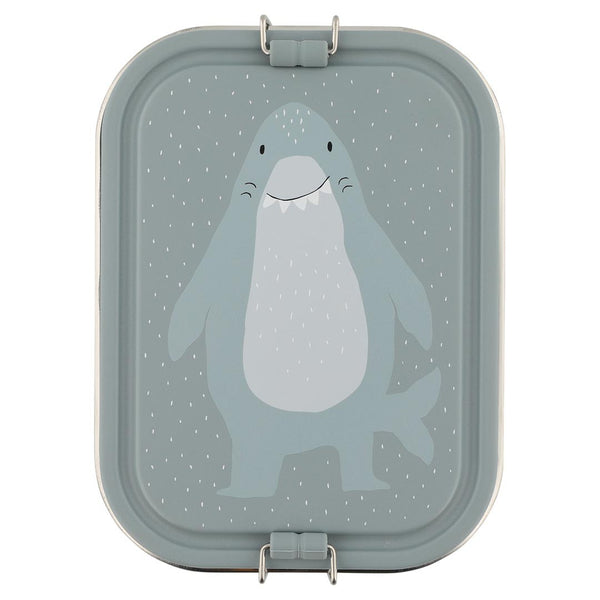 Marmita Metálica Grande infantil em aço inoxidável com fechos de silicone, resistente e fácil de abrir pelas crianças. Mr Shark