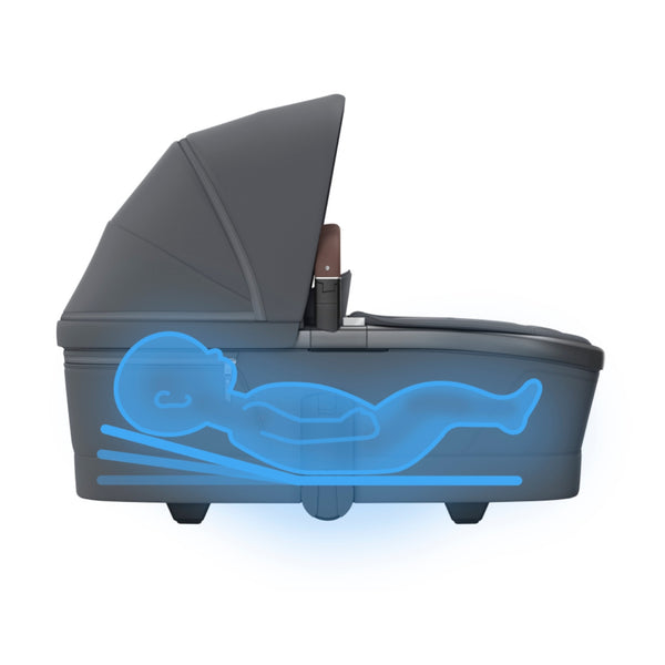 MAXI-COSI Alcofa Fame com tecnologia SoothingSlope, altura ajustável em três níveis, colchão de dupla face, capota extensível, ventilação integrada e acabamentos premium em EcoPele para bebés até aos 9 kg. Moon Graphite