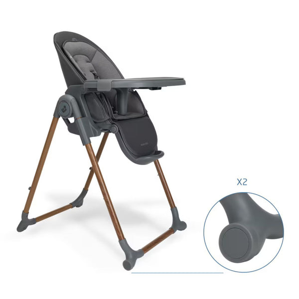 Cadeira de refeição Maxi-Cosi Ava Plus compacta com redutor para recém-nascido e tabuleiro ajustável na cor graphite