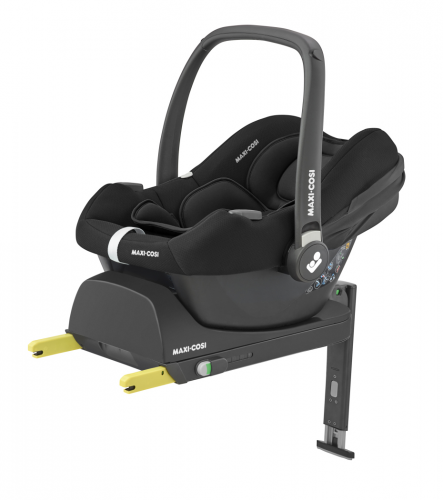 Cadeira auto MAXI-COSI CabrioFix i-Size ultraleve com apenas 3,2 kg, homologada i-Size, compatível com base ISOFIX ou cinto de segurança, capota com proteção UV e utilização desde o nascimento até aos 75 cm. Essential Black