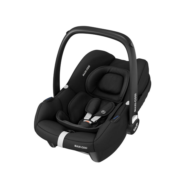 Cadeira auto MAXI-COSI CabrioFix i-Size ultraleve com apenas 3,2 kg, homologada i-Size, compatível com base ISOFIX ou cinto de segurança, capota com proteção UV e utilização desde o nascimento até aos 75 cm. Essential Black
