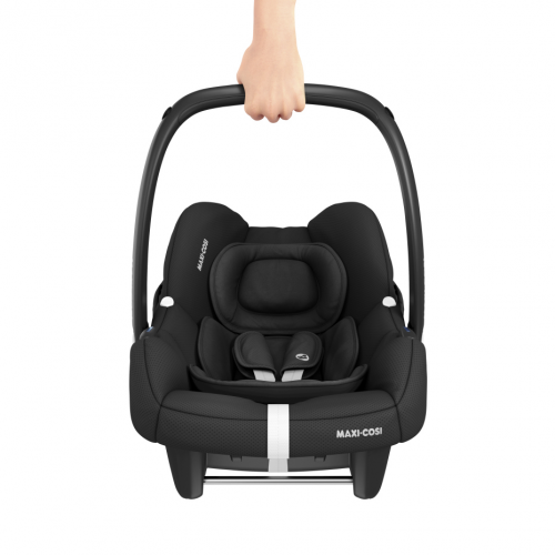 Cadeira auto MAXI-COSI CabrioFix i-Size ultraleve com apenas 3,2 kg, homologada i-Size, compatível com base ISOFIX ou cinto de segurança, capota com proteção UV e utilização desde o nascimento até aos 75 cm. Essential Black