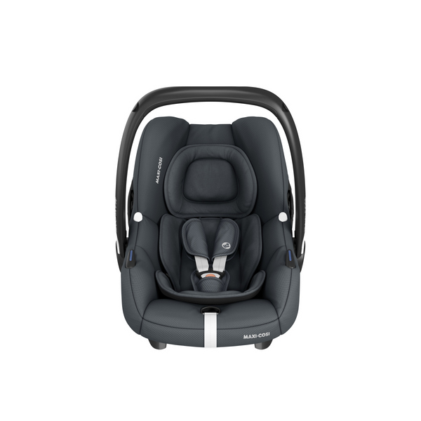 Cadeira auto MAXI-COSI CabrioFix i-Size ultraleve com apenas 3,2 kg, homologada i-Size, compatível com base ISOFIX ou cinto de segurança, capota com proteção UV e utilização desde o nascimento até aos 75 cm. Essential Graphite
