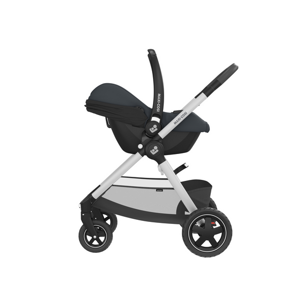 Cadeira auto MAXI-COSI CabrioFix i-Size ultraleve com apenas 3,2 kg, homologada i-Size, compatível com base ISOFIX ou cinto de segurança, capota com proteção UV e utilização desde o nascimento até aos 75 cm. Essential Graphite