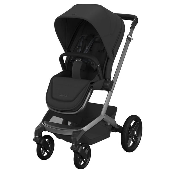 Carrinho Maxi-Cosi Fame com assento reclinável, sistema LumiRide LED, suspensão CosiCruise, apoio de braços e compatibilidade com cadeiras auto SlideTech® onyx black