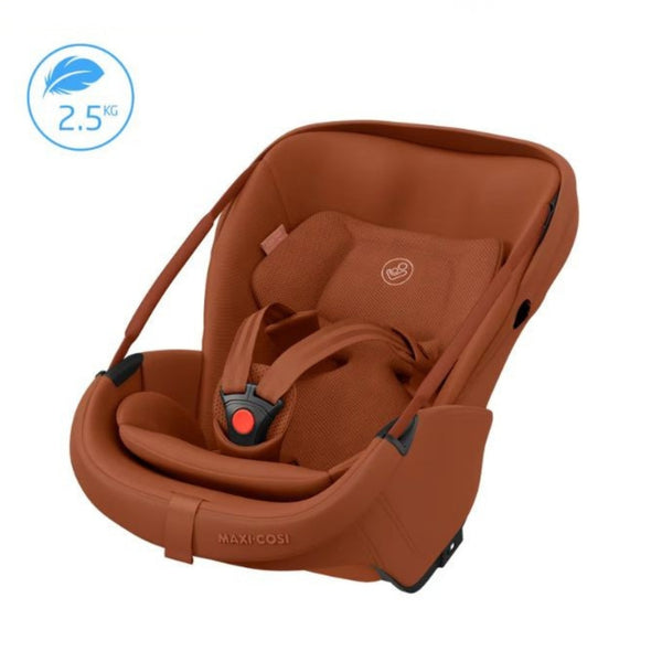 Cadeira auto MAXI-COSI Coral Slide Pro i-Size ultraleve com apenas 2,5 kg, posição totalmente reclinada, três níveis de reclinação, capota extragrande, tecidos ECO Care e compatível com a Base FamilyFix Slide Pro para bebés dos 0 aos 13 kg. Copper Terra