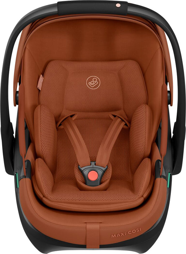 Cadeira auto MAXI-COSI Coral Slide Pro i-Size ultraleve com apenas 2,5 kg, posição totalmente reclinada, três níveis de reclinação, capota extragrande, tecidos ECO Care e compatível com a Base FamilyFix Slide Pro para bebés dos 0 aos 13 kg. Copper Terra