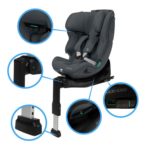 Cadeira auto Maxi-Cosi Emerald 360 Plus com rotação 360 e ISOFIX integrado desde nascimento até 12 anos na cor authentic graphite