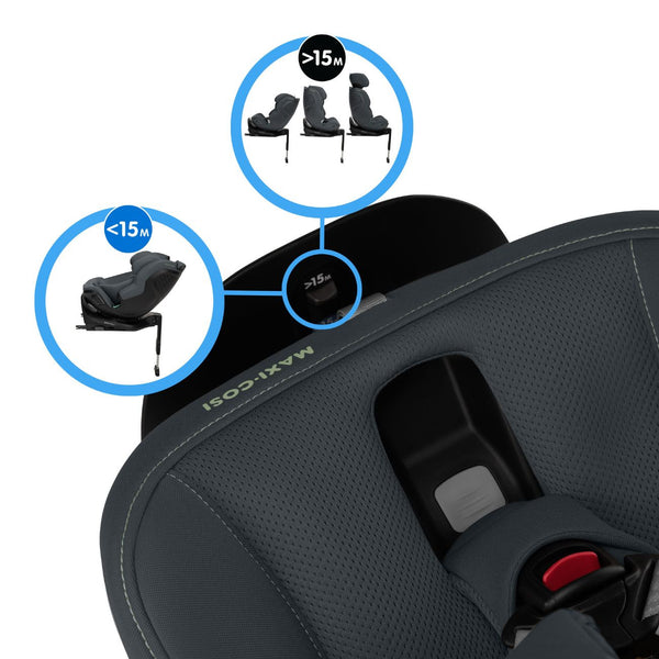 Cadeira auto Maxi-Cosi Emerald 360 Plus com rotação 360 e ISOFIX integrado desde nascimento até 12 anos na cor authentic graphite