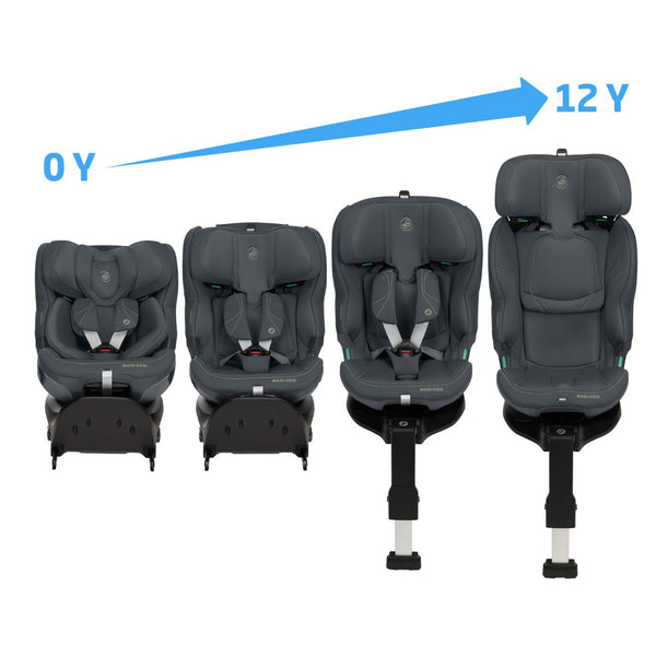 Cadeira auto Maxi-Cosi Emerald 360 Plus com rotação 360 e ISOFIX integrado desde nascimento até 12 anos na cor authentic graphite