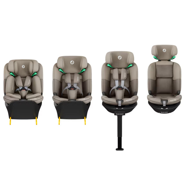 Cadeira auto MAXI-COSI Emerald 360 S dos 40 aos 150 cm com rotação FlexiSpin 360°, proteção lateral G-CELL e base ISOFIX integrada. Bege