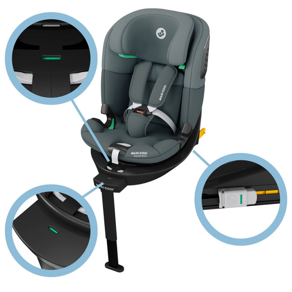 Maxi-Cosi Emerald 360 S i-Size com rotação FlexiSpin 360°, proteção lateral G-CELL e utilização desde o nascimento até aos 12 anos (40-150 cm). Tonal Graphite