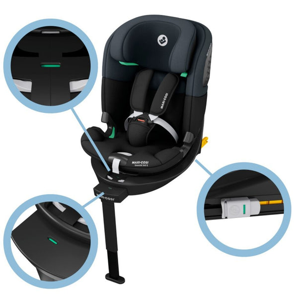 Cadeira auto MAXI-COSI Emerald 360 S dos 40 aos 150 cm com rotação FlexiSpin 360°, proteção lateral G-CELL e base ISOFIX integrada.Tonal Black